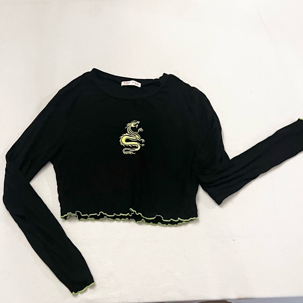 black long sleeve graphic t shirt